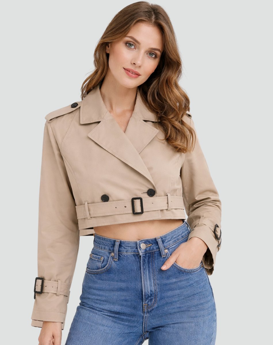 Maren Cropped Belted Trench Coat