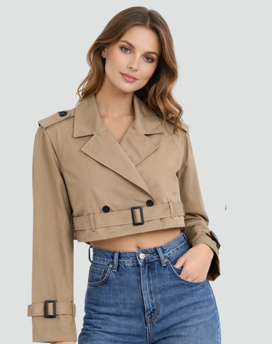Maren Cropped Belted Trench Coat