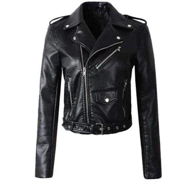 Sibyl Cropped Belted Moto Jacket