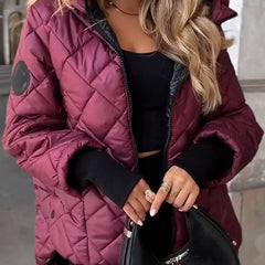 Aldith diamond quilted hooded zip-up jacket