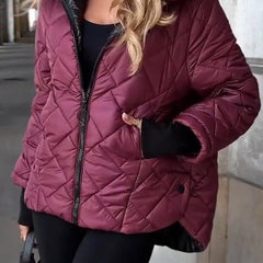 Aldith diamond quilted hooded zip-up jacket