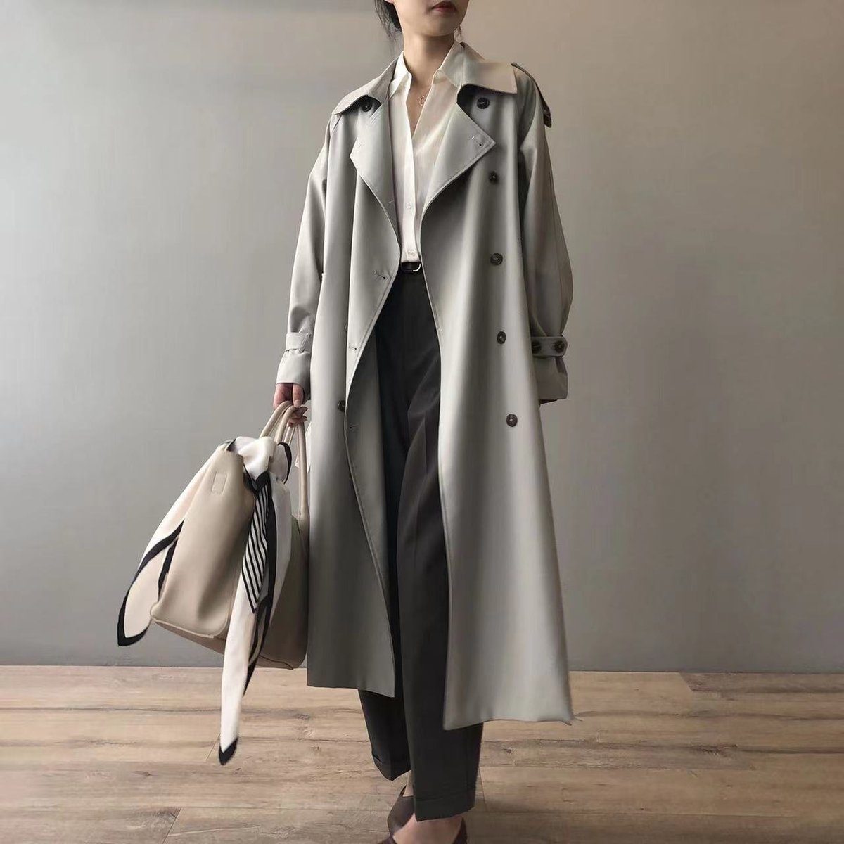 Posy Double-Breasted Belted Long Trench Coat