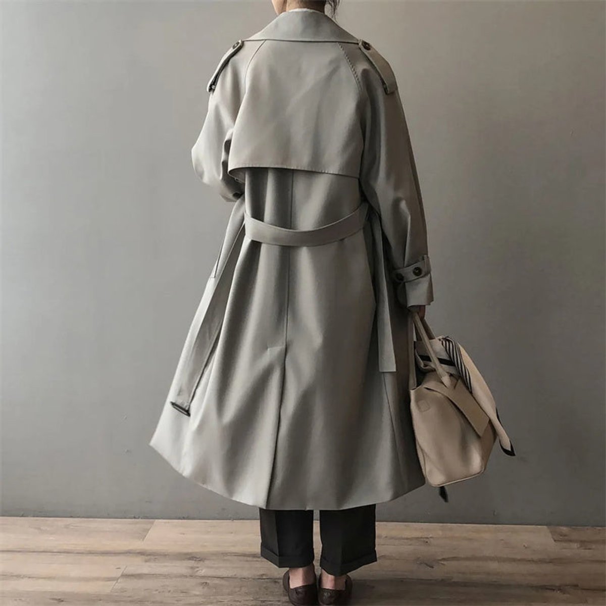 Posy Double-Breasted Belted Long Trench Coat