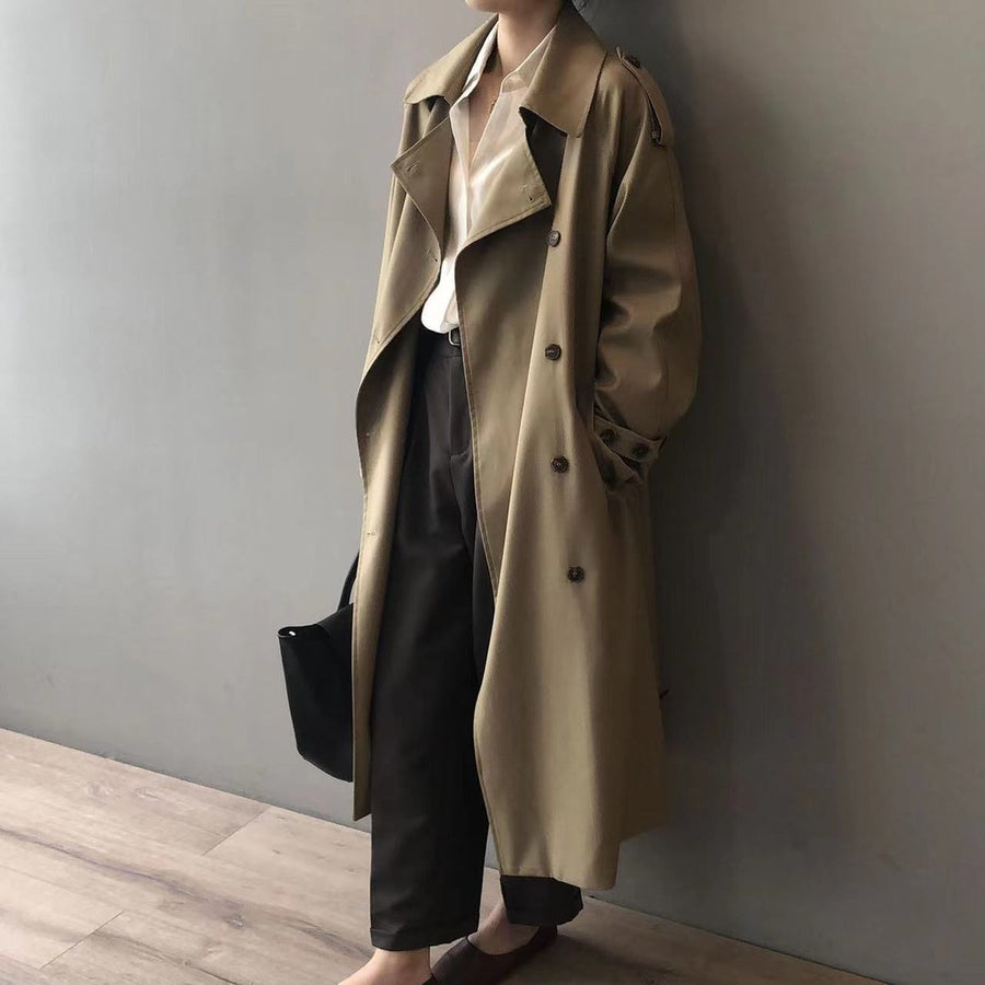Posy Double-Breasted Belted Long Trench Coat