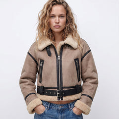 Lilianne Cropped Aviator Bomber Jacket