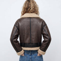 Lilianne Cropped Aviator Bomber Jacket
