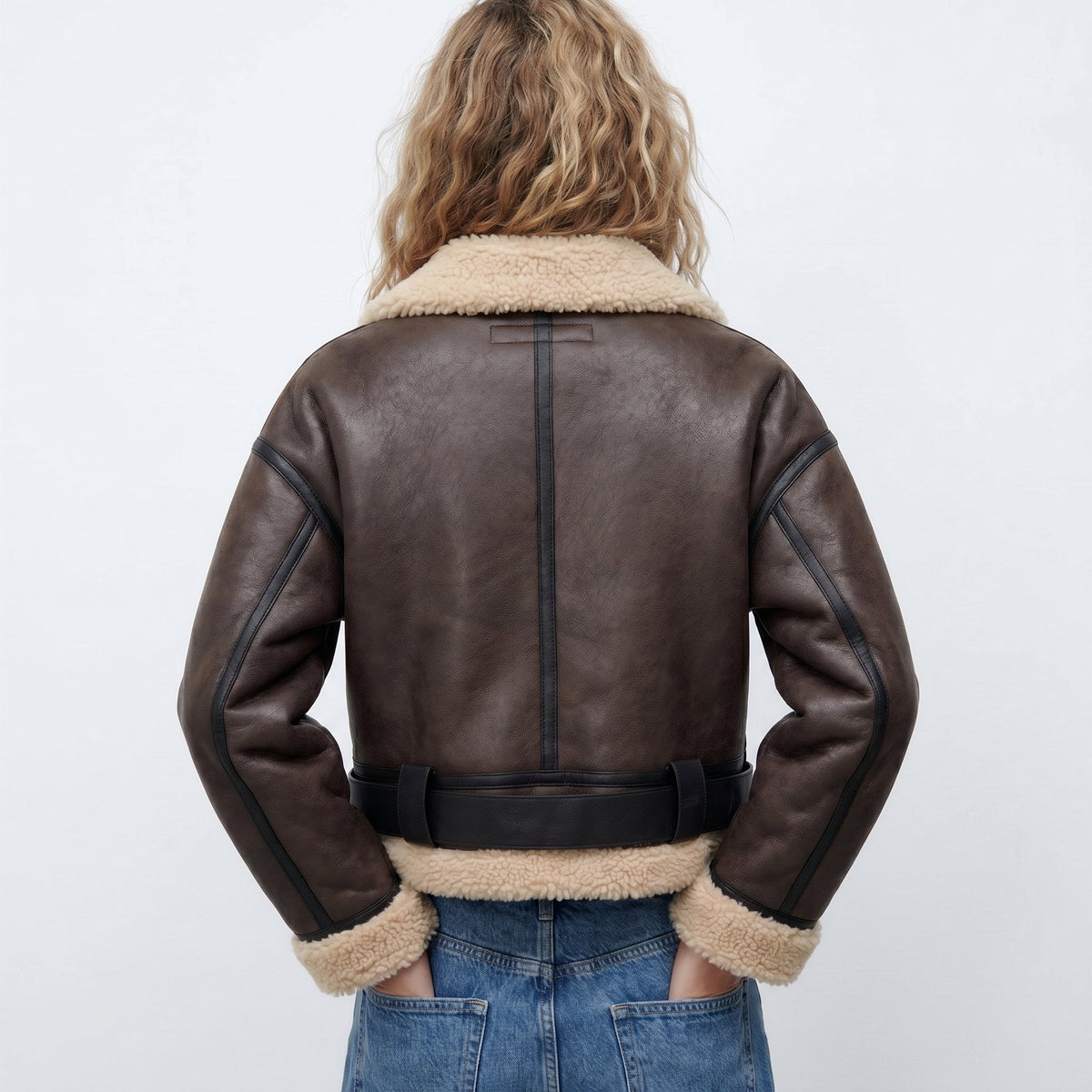 Lilianne Cropped Aviator Bomber Jacket