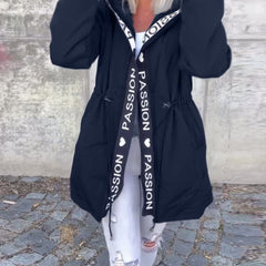 Willa hooded drawstring midi parka in Navy Blue