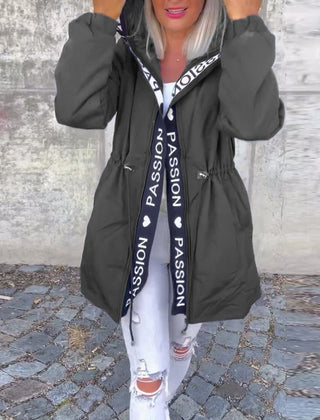 Willa hooded drawstring midi parka in Gray