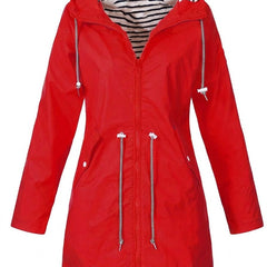 Bryony hooded drawstring coat in Red