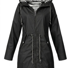 Bryony hooded drawstring coat in Black
