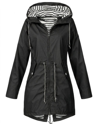 Bryony hooded drawstring coat in Black