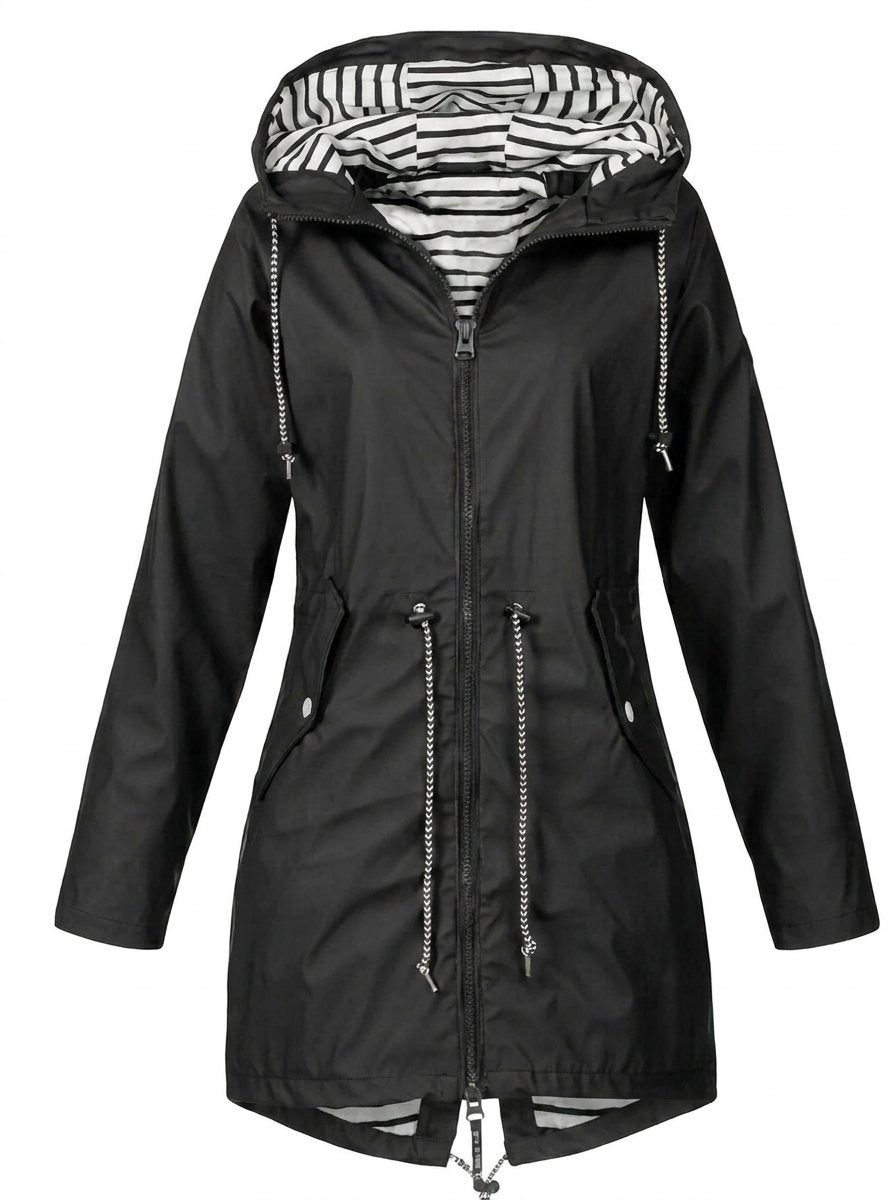 Bryony hooded drawstring coat in Black