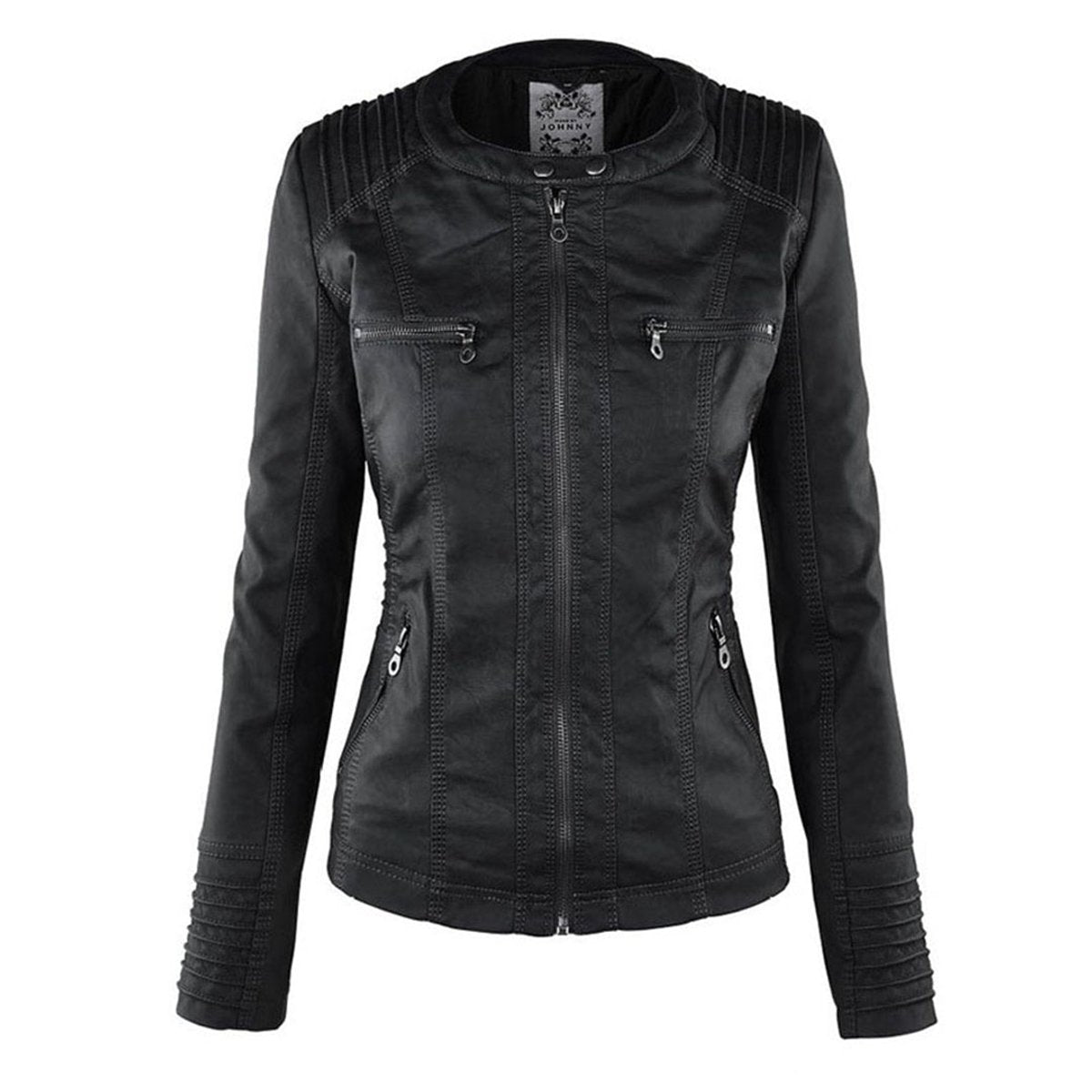 Antonia Hooded Moto Jacket with Removable Hood