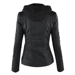 Antonia Hooded Moto Jacket with Removable Hood