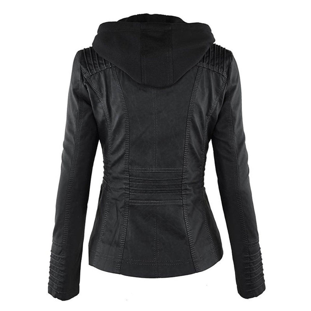 Antonia Hooded Moto Jacket with Removable Hood