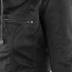 Antonia Hooded Moto Jacket with Removable Hood
