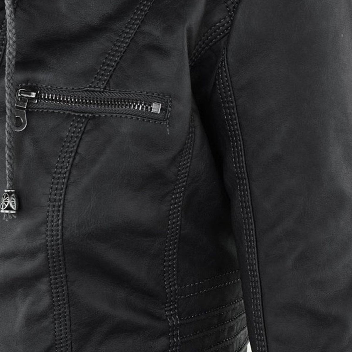 Antonia Hooded Moto Jacket with Removable Hood