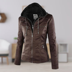 Antonia Hooded Moto Jacket with Removable Hood