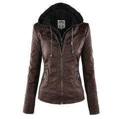Antonia Hooded Moto Jacket with Removable Hood
