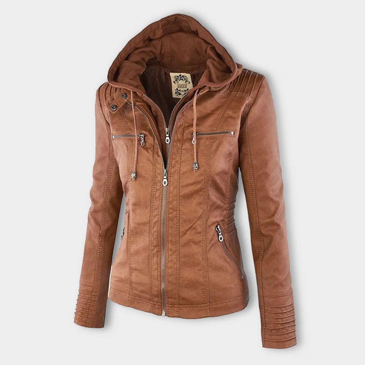 Antonia Hooded Moto Jacket with Removable Hood