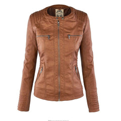 Antonia Hooded Moto Jacket with Removable Hood