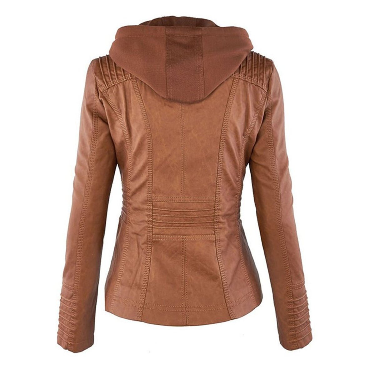 Antonia Hooded Moto Jacket with Removable Hood