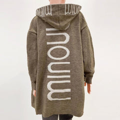 Clover hooded open-front cardigan