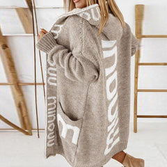 Clover hooded open-front cardigan