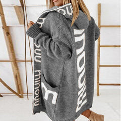 Clover hooded open-front cardigan