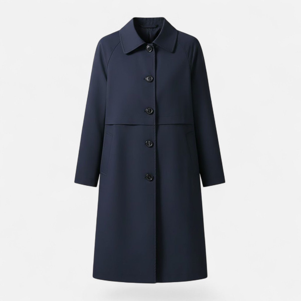 Odalys Tailored Mid-Length Coat in Navy Blue