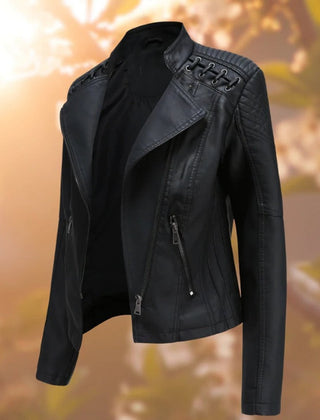Ronnie Moto-Style Zip-Up Jacket in Black