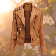 Ronnie Moto-Style Zip-Up Jacket in Orange