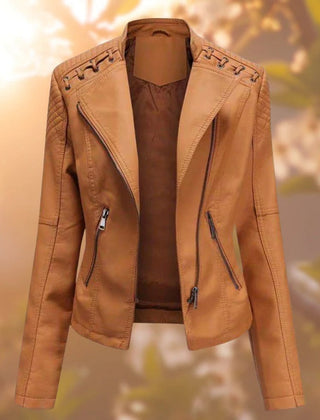 Ronnie Moto-Style Zip-Up Jacket in Orange