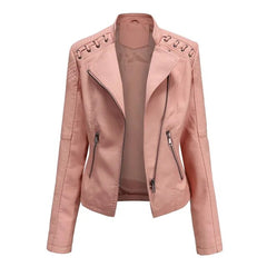 Ronnie Moto-Style Zip-Up Jacket in Pink
