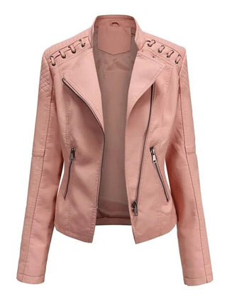 Ronnie Moto-Style Zip-Up Jacket in Pink