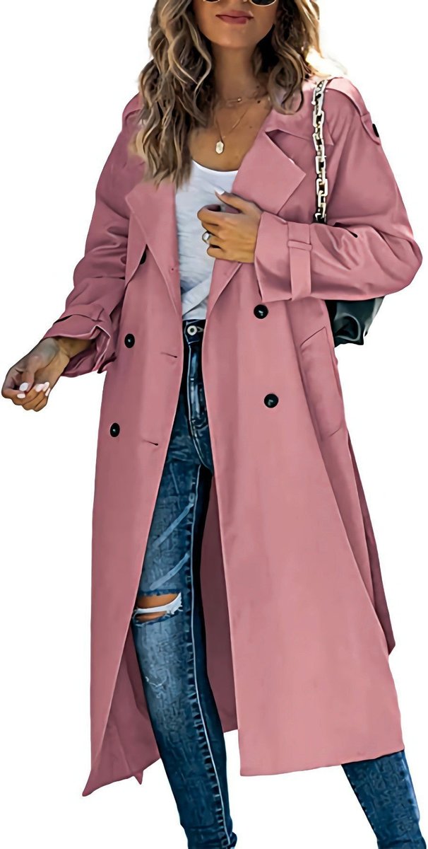 Merrin Double-Breasted Belted Longline Trench Coat