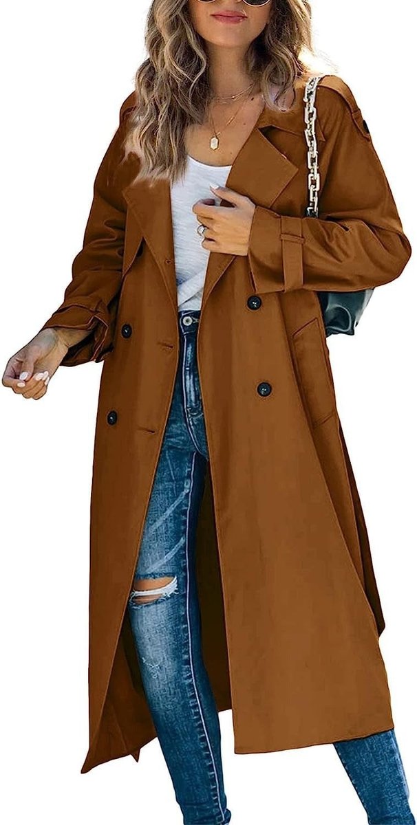 Merrin Double-Breasted Belted Longline Trench Coat