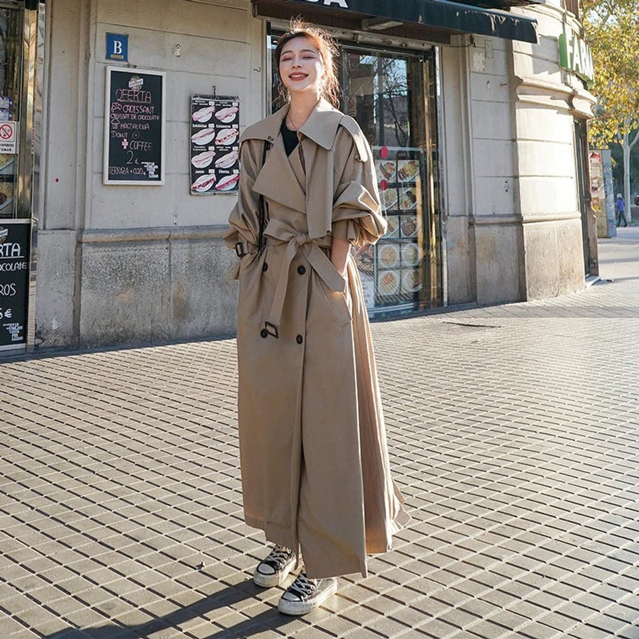 Quinn Oversized Double-Breasted Long Trench Coat