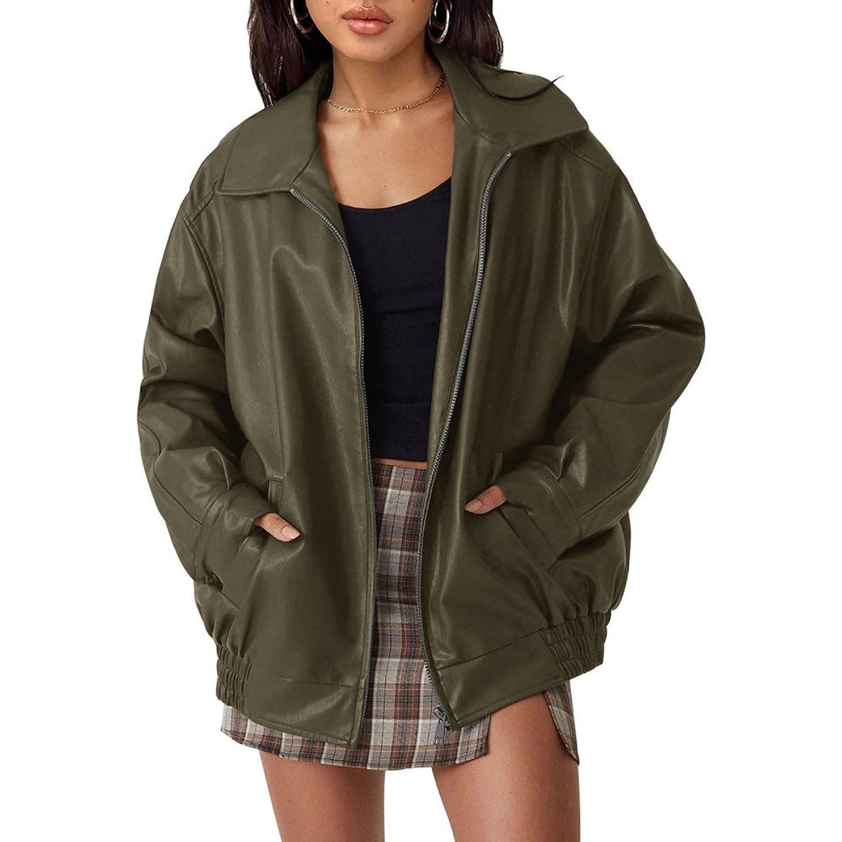 Sonia Relaxed Zip-Up Bomber Jacket