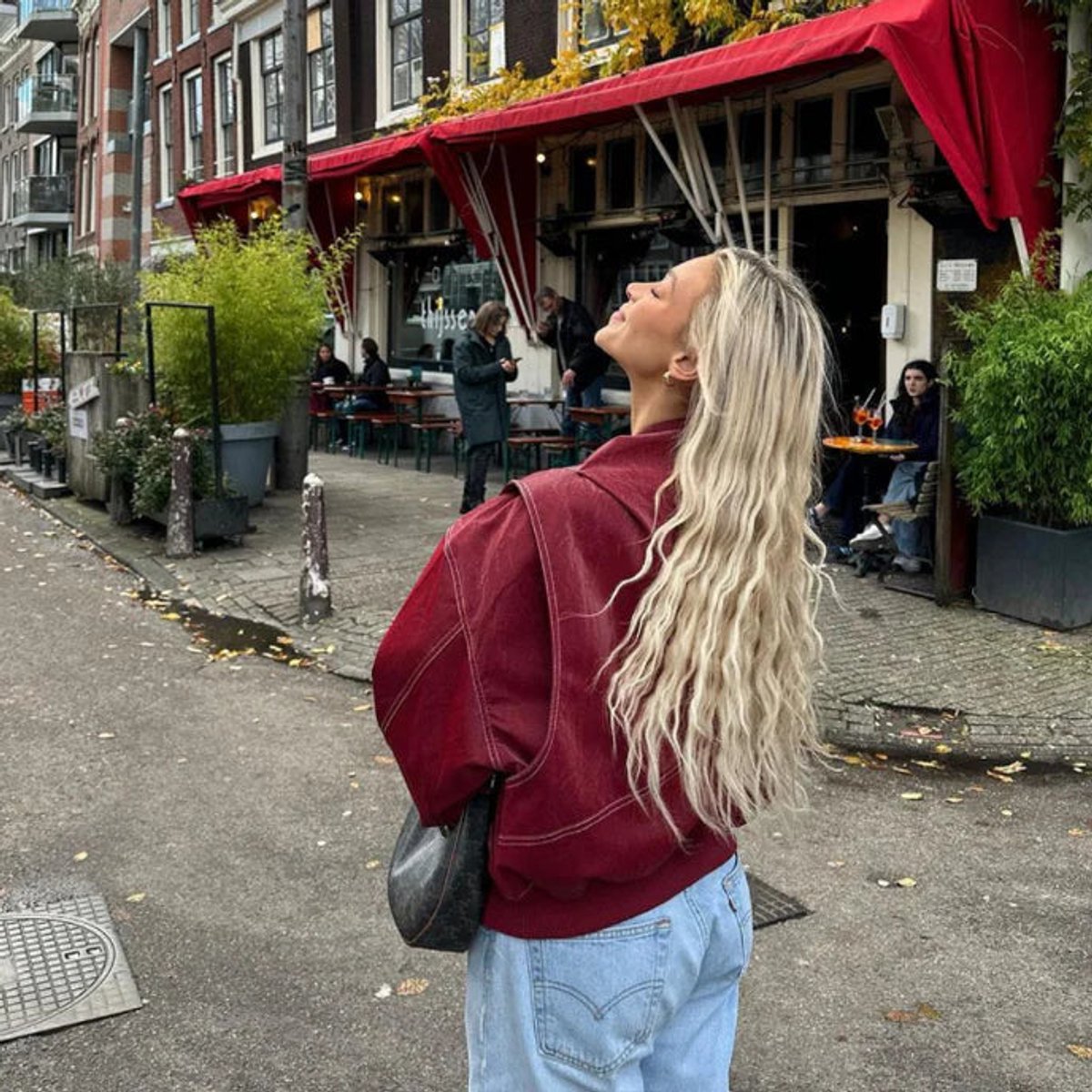 Dilys oversized contrast-stitch bomber jacket