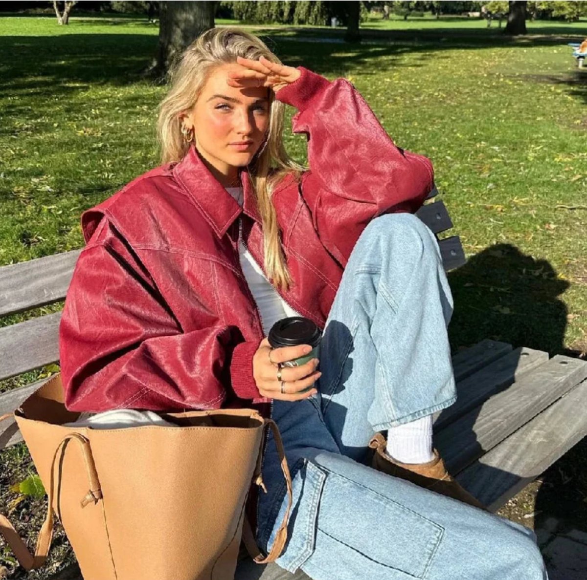 Dilys oversized contrast-stitch bomber jacket