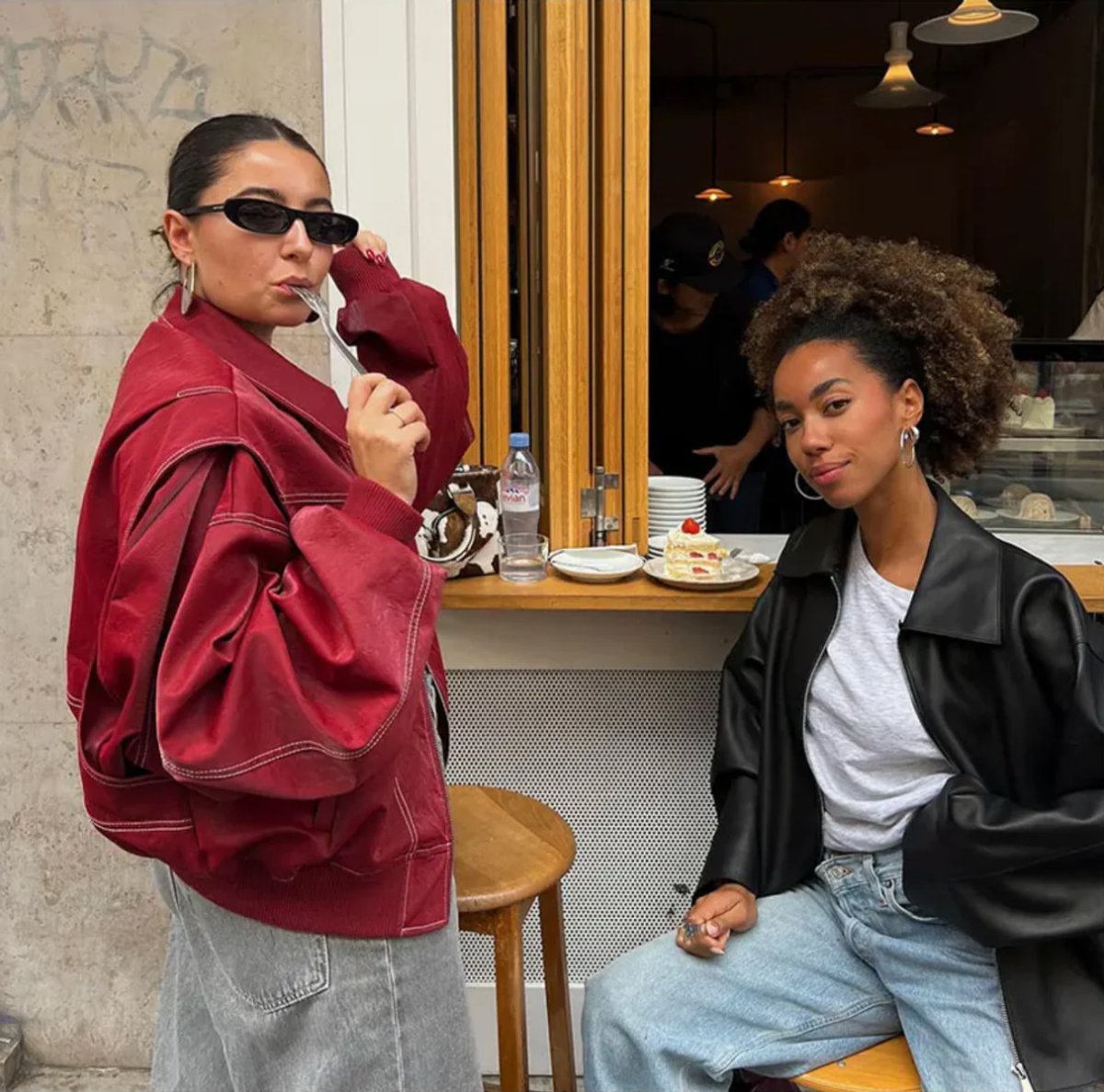 Dilys oversized contrast-stitch bomber jacket