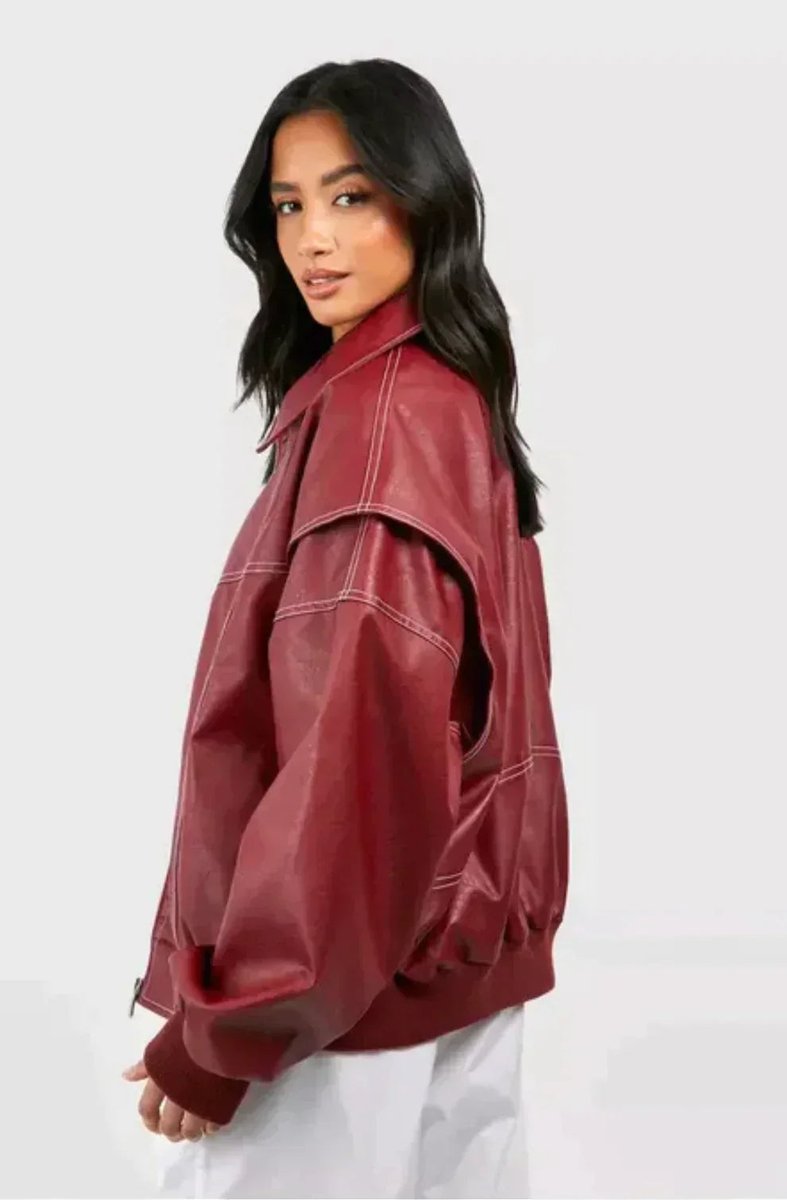 Dilys oversized contrast-stitch bomber jacket