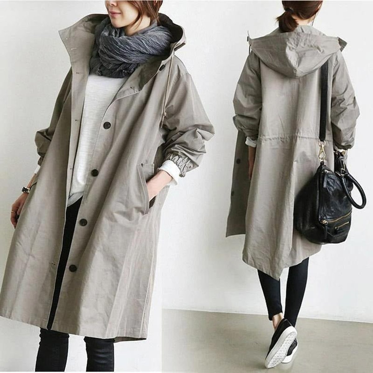 Carlotta Oversized Hooded Button-Front Coat