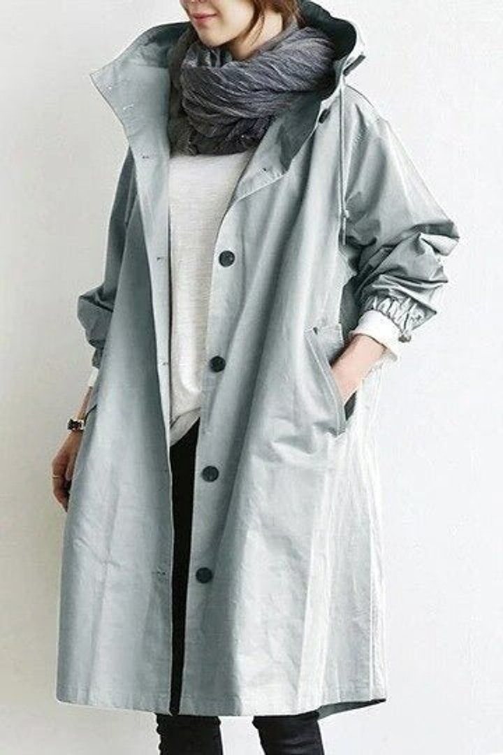 Carlotta Oversized Hooded Button-Front Coat
