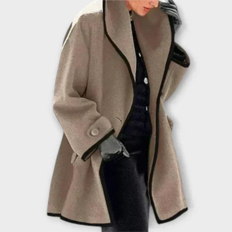 Fenella Oversized Contrast-Trim Coat