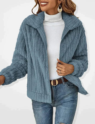 Charis Cozy Zip-Up Jacket in Blue