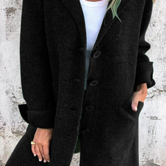 Evadne Relaxed Longline Lapel Coat in Black
