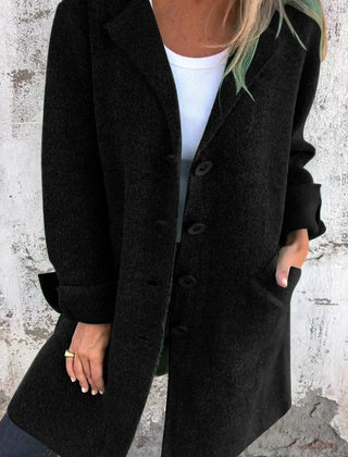 Evadne Relaxed Longline Lapel Coat in Black